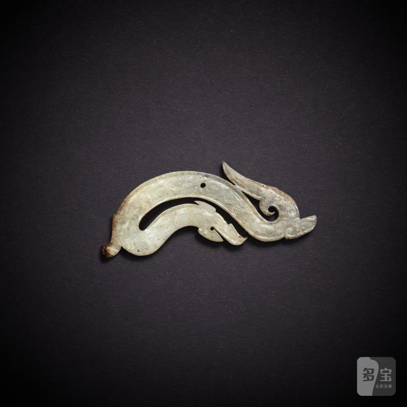 A pale celadon jade 'dragon' pendant, Eastern Zhou dynasty, Spring and Autumn period | 東周春秋 青白玉龍形珮 - 图2